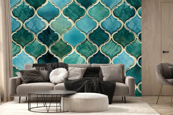 Fototapeta: Zielono-turkusowy marokański wzór