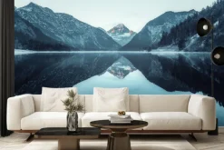 Fototapeta: Zimowy krajobraz z górskim jeziorem