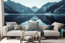 Fototapeta: Zimowy krajobraz z górskim jeziorem