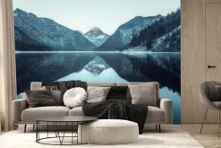 Fototapeta: Zimowy krajobraz z górskim jeziorem