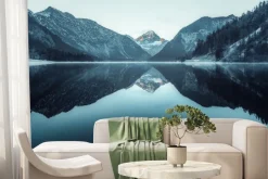 Fototapeta: Zimowy krajobraz z górskim jeziorem