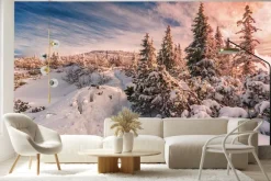 Fototapeta: Zimowy zachód słońca na beskidach