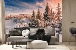 Fototapeta: Zimowy zachód słońca na beskidach