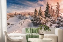 Fototapeta: Zimowy zachód słońca na beskidach