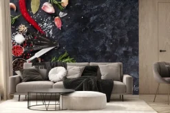 Fototapeta: Zioła i przyprawy na czarnym kamieniu