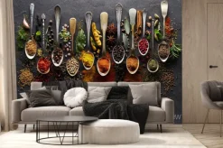 Fototapeta: Zioła i przyprawy na grafitowym tle