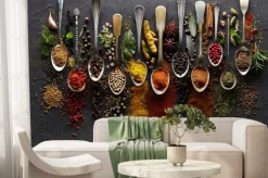 Fototapeta: Zioła i przyprawy na grafitowym tle