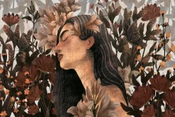 Fototapeta: Zmysłowa kobieta w otoczeniu kwiatów