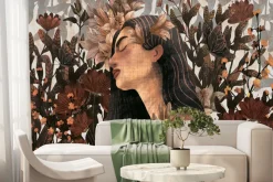 Fototapeta: Zmysłowa kobieta w otoczeniu kwiatów