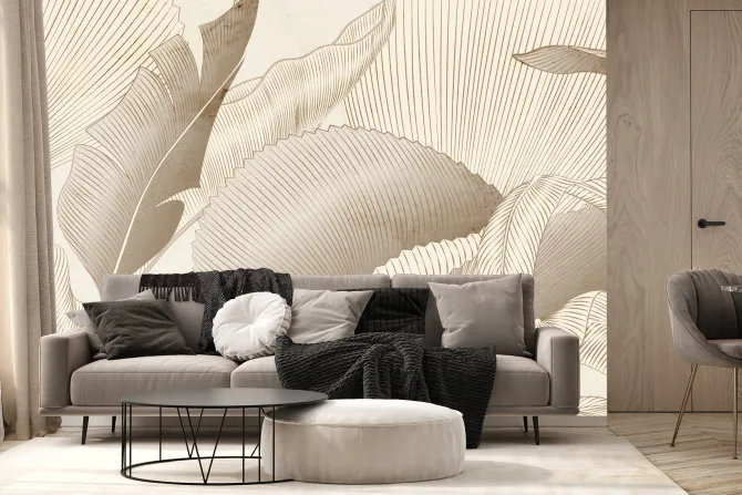 Fototapeta: Złociste liście tropikalne w stylu glamour