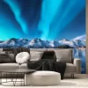 Fototapeta: Zorza polarna nad górami w islandii