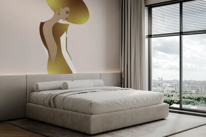 Fototapeta: Złota kobieta w kapeluszu