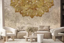 Fototapeta: Złota mandala na teksturowym tle