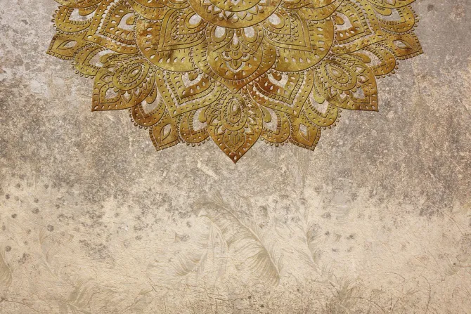 Fototapeta: Złota mandala na teksturowym tle