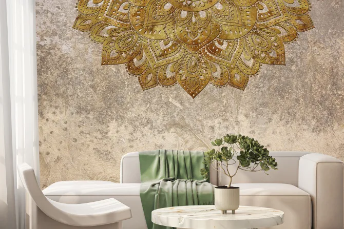 Fototapeta: Złota mandala na teksturowym tle