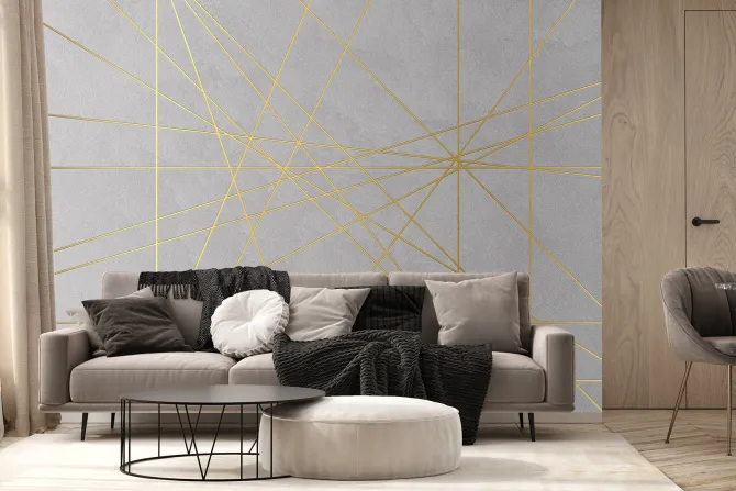 Fototapeta: Złotawe linie na imitacji betonu nowoczesna kompozycja