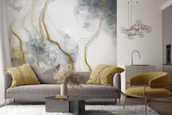 Fototapeta: Złote linie na abstrakcyjnym marmurowym tle teksturowanym