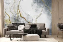 Fototapeta: Złote linie na abstrakcyjnym marmurowym tle teksturowanym