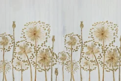 Fototapeta: Złote malowane kwiaty na szarym tle