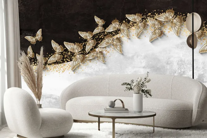 Fototapeta: Złote motyle 3d