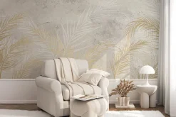 Fototapeta: Złote trawy na betonowym tle