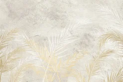 Fototapeta: Złote trawy na betonowym tle