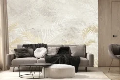 Fototapeta: Złote trawy na betonowym tle