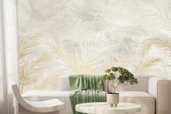 Fototapeta: Złote trawy na betonowym tle