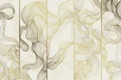 Fototapeta: Złoto-brązowe fale na jasnym tle