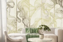 Fototapeta: Złoto-brązowe fale na jasnym tle