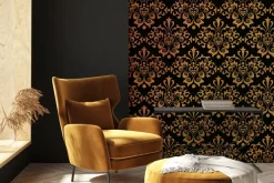 Fototapeta: Złoty ornamentowy wzór w brązowej scenerii