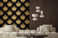 Fototapeta: Złoty wzór art deco na czarnym tle