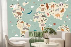 Fototapeta: Zwierzęta ręcznie rysowana mapa świata