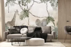 Fototapeta: Zwierzęta safari słoń i żyrafa w dżungli