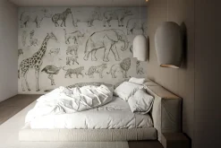 Fototapeta: Zwierzęta safari na batonowym tle