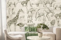 Fototapeta: Zwierzęta safari na batonowym tle