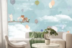 Fototapeta: Zwierzęta w chmurach z balonami