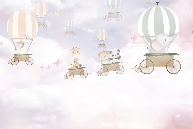 Fototapeta: Zwierzęta w pojazdach na niebie