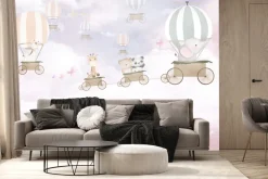 Fototapeta: Zwierzęta w pojazdach na niebie