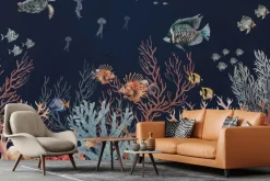 Fototapeta: Zwierzęta wodne i ryby w akwarelowej kompozycji