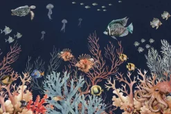 Fototapeta: Zwierzęta wodne i ryby w akwarelowej kompozycji