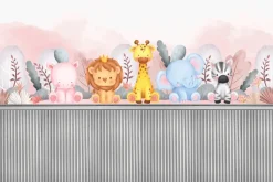 Fototapeta: Zwierzęta wśród roślinności nad deskami