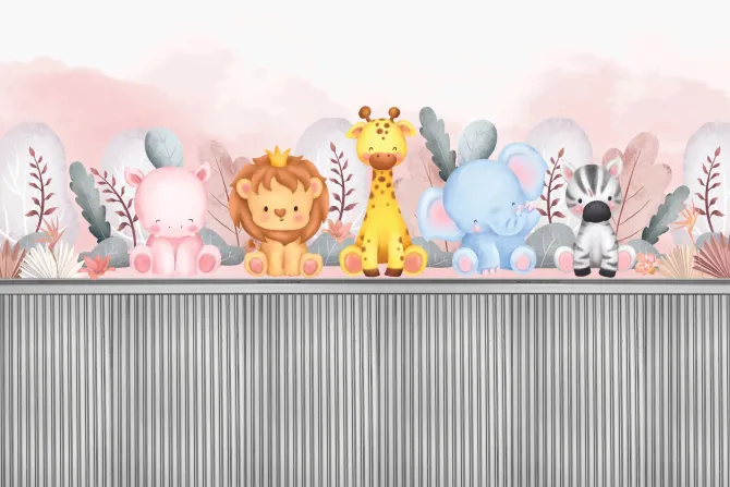 Fototapeta: Zwierzęta wśród roślinności nad deskami