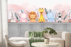 Fototapeta: Zwierzęta wśród roślinności nad deskami