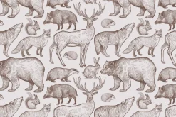 Fototapeta: Zwierzątka leśne wzór w stylu retro