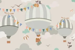 Fototapeta: Zwierzątka liski i balony na niebie