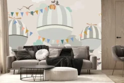 Fototapeta: Zwierzątka liski i balony na niebie