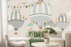 Fototapeta: Zwierzątka liski i balony na niebie