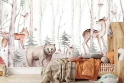 Fototapeta: Zwierzątka w akwarelowym lesie
