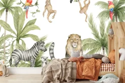 Fototapeta: Zwierzątka w dżungli tropikalne drzewa krajobraz